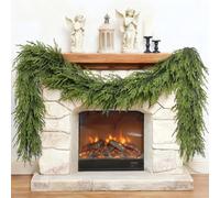 9FT Christmas Artificial Norfolk Pine Garland for Fireplace, Christmas Decorations - Realistic Faux Greenery Fake Garland for Holiday,Table, Window,Mantel,Stairs, Home,Indoor Outdoor Decor (1PCS)