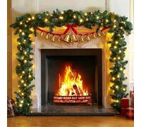 9FT Christmas Garland, Christmas Decorations, Greenery Ivy led Artificial Garland for Outdoor or Indoor, Premium Green Garland Xmas Decor for Christmas, Holiday, Home Garden, Wedding, Party