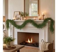 9FT Christmas Norfolk Pine Garland Real Touch Artificial Greenery Faux Pine