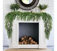 9Ft Christmas Real Touch Norfolk Pine Garland Table Garland, Artificial Faux Greenery Garlands for Mantle Indoor Home Decor Xmas Holiday Seasonal