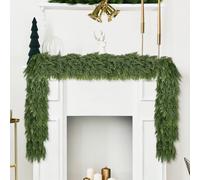 9FT Faux Cedar Garland Realistic,Real Touch Christmas Cedar Garland, Bendable Branches for Mantel Decor, Fireplace, Staircase, Table Centerpiece,Indoor/Outdoor Holiday Winter Decor (9FT)