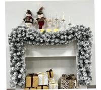 9FT Flocked White Cedar Pine Garland, Snowy Christmas Decorations for Stairs Fireplace