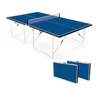 9FT Full Size Folding Table Tennis Table - Quick 10-Min Assembly, Portable Ping Pong Table Net Set for Indoor/Outdoor, Home Office Garden Games