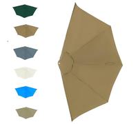 9ft Half Round Patio Umbrella Canopy Cover - Replacement Canopy for Market Garden 5 Ribs Khaki Color Ideal for Backyard Shade and Outdoor Use (270cm)