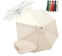 9ft Market Umbrella Replacement Canopy 270cm Off-White Fabric, UV Protection, 6 Ribs, Durable Sunshade Cover for Patio Table, Outdoor Furniture Accessories