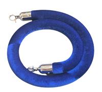 9ft Multi-Color Velvet Rope with Silver Clips - Stylish Blue & Gold Queue Management Solution for Events, Crowd Control, and Barrier Systems