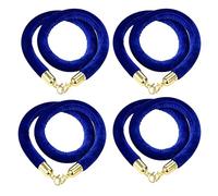 9ft Navy Blue Velvet Stanchion Rope - Crowd Control Barrier with Hooks Queue Line Safety Rope for Outdoor Events - 4pcs Set for Effective Crowd Management