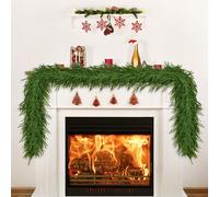 9FT Norfolk Pine Garland, Real Touch Artificial Greenery Garland, Flexible and Fluffable Christmas Garland Decorations for Mantle, Table, Staircase, Fireplace, Wall (9 Feet)