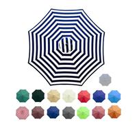9FT Patio Umbrella Replacement Canopy - Waterproof Blue Stripes Top Cover for 8/6 Ribs Market Table Umbrella - Fits 270cm/10ft/7.5ft/6.5ft Models