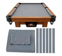 9ft Pool Table Felt with 6 Cloth Strips Pre Cut Worsted Blend Billiard Table Cloth Felt For American Nine-Ball Pool Tables(Gray)