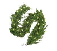 9FT Pre-lit Christmas Garland, Real Touch Lighted Norfolk Pine Garlands Battery Operated for Christmas Decorations with LED RGB/WW String Lights, 1 Pack