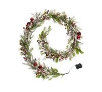 9FT Pre-Lit Decorated Mixed Tip Garland, Red and Gold