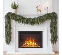 9FT Real Touch Cedar Garland, Artificial Christmas Garland Greenery | Soft Faux Winter Pine Garland for Fireplace Mantle Table Indoor Outdoor Christmas Decor