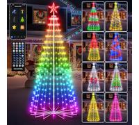 9FT Smart Christmas Cone Tree App Control DIY Color Changing Prelit LED Outdoor Christmas Tree Decorations Light Show, Waterproof Magical Large Xmas Tree with RemoteTimer for Yard Outside