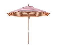 9ft Striped Waterproof Patio Umbrella with Sun Protection Folding Wooden Garden Parasol for Balcony Deck and Beach Outdoor Sun Shade Umbrella