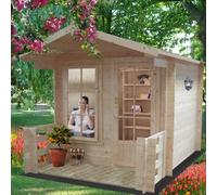 Shires Maulden 19 mm Log Cabin 9 x 9 Feet + Verandah in Brown Shires Brown