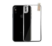 9H Hardness Shockproof 3D Metal Back Tempered Glass Protector Guard For Iphone X/xs - Silver