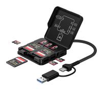 9IN1 SD Card Reader 5Gbps Simultaneously Read&Write, Memory Card Reader with 9 Cards Storage & 4 Push-to-Eject Card Slots, USB 3.0 & USB C Micro SD Card Adapter Compatible with iPhone/Camera/PC
