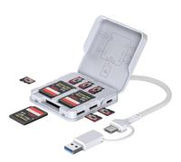9IN1 SD Card Reader 5Gbps Simultaneously Read&Write, Memory Card Reader with 9 Cards Storage & 4 Push-to-Eject Card Slots, USB 3.0 & USB C Micro SD Card Adapter Compatible with iPhone/Camera/PC -Gray