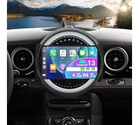 9Inch Android 13 Car Stereo for BMW Mini Cooper R56 2007-2014, 4+64G Touch Screen Display Radio Vedio Player with Wireless Wired Car Play Android Auto GPS Navigation WIFI Bluetooth SWC Split Screen