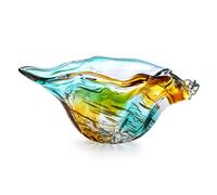 9inch Blown Glass Shell Vase,Handmade Seashell Potpourri Holder Art Glass Conch Seashell Figurine Collectibles Unique Conch Bowl for Home Decor Valentines Day Gift,Colorful