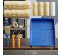 9Inch Paint Roller Set With Tray, Soft Roller Sleeves & Brush Home Wall Painting Kit