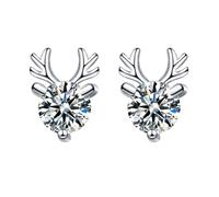 9K/14K/18 Karat White Gold Womens Stud Earrings for Wedding, 3 Prong Round with Moissanite, Women's Earrings Silver