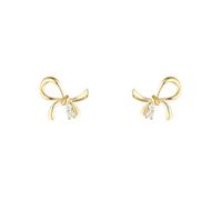 9K/14K/18K Gold Women Wedding Stud Earrings, Bowknot with Diamond/Moissanite, Gold Wedding Earrings for Women
