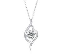 9K/14K/18K White Gold/PT950 Spiral Wave Necklace Pendant for Women, 45cm