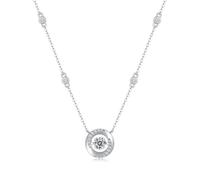 9K/14K/18K White Gold/PT950 Spiral Wave Necklace Pendant for Women, 45cm