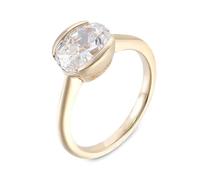 9K Gold Ring, Womens Rings Yellow Gold with 2ct Oval Shape Moissanite Band Birthday Gift Size R 1/2