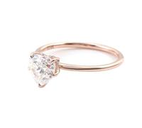 9K Gold Rings for Women, Fashion Rings Rose Gold Solitaire Heart Band Moissanite for Wife Fiancée Size N 1/2