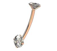 9K Rose Gold Eyebrow Ring/Cartilage Earring- Daith Barbell/Rook Barbell/Helix Bar- Crystal Eyebrow Barbell- 16 Gauge Earrings/Eyebrow Ring