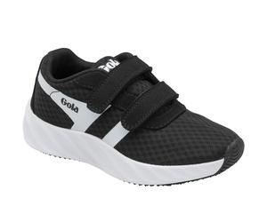 (9K UK, Black/White) Gola Performance Kids Draken Twin Bar QF Hook & Loop Trainers - Black/White