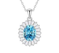 9K White Gold 375 Luxurious Necklace 3 ct Topaz Pendant for Women, 45cm