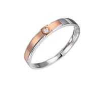 9K White Gold and Rose Gold Rings for Him, Matching Two Tone Engagement Promise Rings with 0.02ct Diamond 3.5MM Solid Real Gold Anniversary Bands Size Y 1/2