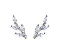 9K White Gold Earrings Studs, Tree Branch with Round Moissanite Helix Cartilage Stud Earrings for Women White Gold