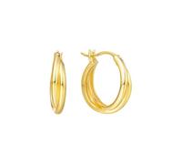 9K Yellow Gold Hoop Earrings For Women, Twisted Double Circles Hoop Earrings