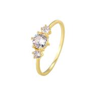 9K Yellow Gold Ring, Metal Rings for Women Moissanite Classic Gold Band for Bride Size N 1/2