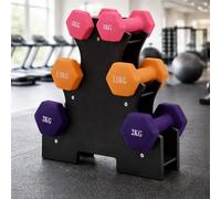 9KG Dumbbell Set Hex Weights Pair Home Gym Fitness Training with Storage Stand