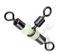 9KM DWLIFE 30 Pieces Stainless Steel Triangle Swivels with Glow Beads 3 Way Connector for Improved Lure for Sea Fishing - Ideal for Night Fishing and Bottom Fish Hunting