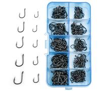 9KM DWLIFE 300pcs Fishing Hooks Ringed Eye Carp Hook High Carbon Steel Carp Fishing Barbed Fishing Hooks Eyed sea fishing hooks for Saltwater Freshwater Fishing Accessories Size 3-12#