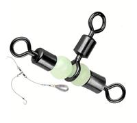 9KM DWLIFE 30pcs Stainless Steel Triangle Swivels with Glow Beads, 3-Way Rig Connector for Enhanced Attraction - Sea Fishing Connector Tackle Ideal for Night Fishing & Chasing Bottom Feeders