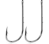 9KM DWLIFE 50pcs Black Offset Long Shank Closed Eye Fishing Lure Hook Double Hook Worm Hook Bait Holder Fishing Hooks for Freshwater and Saltwater