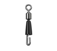 9KM DWLIFE 60 Pcs Quick Change Fishing Swivels - Stainless Steel Bearing Swivel Connector with Rolling Clips for Saltwater and Freshwater (black)