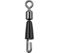 9KM DWLIFE 60 Pcs Quick Change Fishing Swivels - Stainless Steel Bearing Swivel Connector with Rolling Clips for Saltwater and Freshwater (black) (L)