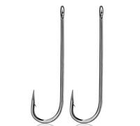 9KM DWLIFE Aberdeen Fishing Hooks 50Pcs Long Shank Barbed Hook/Closed Eye/Inline/Light Wire Freshwater Saltwater for Crap Trout Bass(Size 1/0)