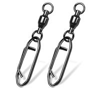 9KM DWLIFE Ball Bearing Fishing Swivels and Clips 25Pcs Snap Swivels Quick Change Terminal Tackle for Sea Crap Fishing Saltwater Size1