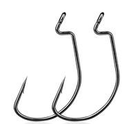 9KM DWLIFE EWG Fishing Hooks 25Pcs Offset Worm Hook Texas Carolina Rig Hooks/Black/Wide Gap for Soft Plastic Baits Freshwater Saltwater(Size 6#)
