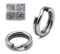 9KM DWLIFE Fishing Split Rings - 50Pcs Stainless Steel Double Ring Clips Snaps for Fishing Hooks Lures Connector Size 8